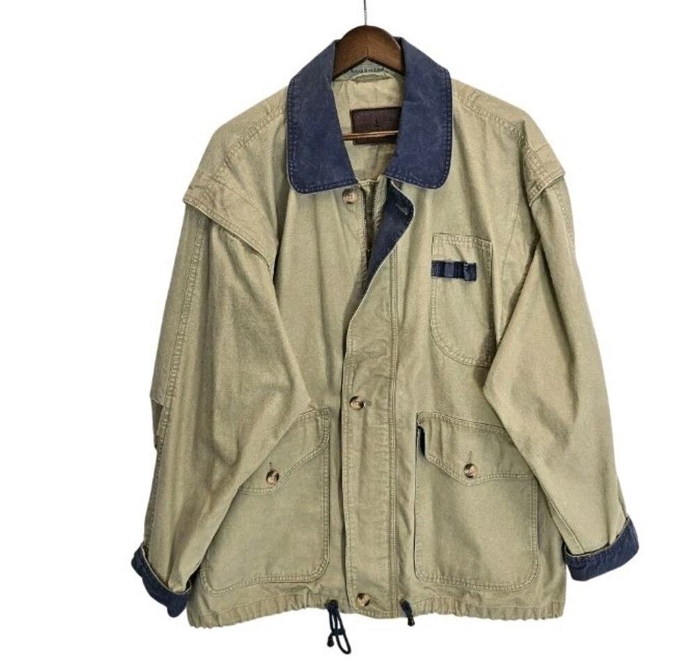 Vtg Royal Robbins Canvas Field Jacket Mens M Khaki Barn Chore Coat Contrast Trim